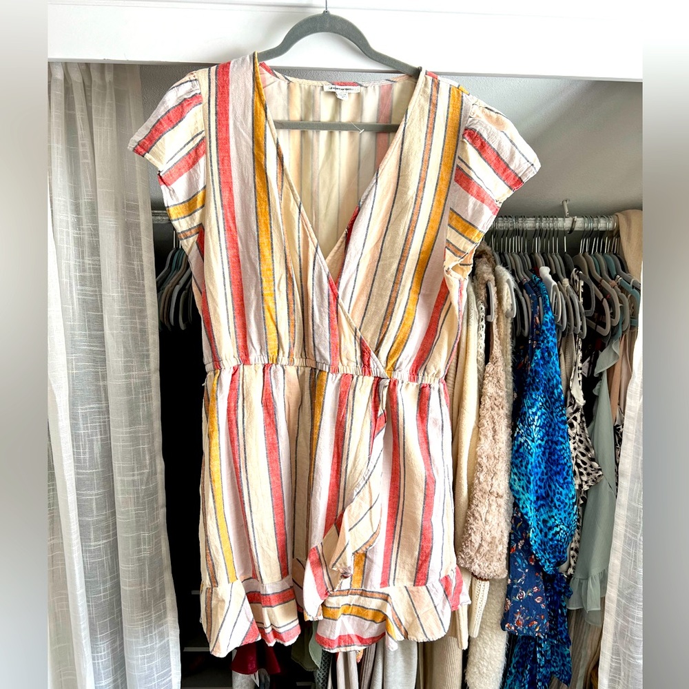 American Eagle Cotton/Linen blend Striped Spring Dress. Size XL